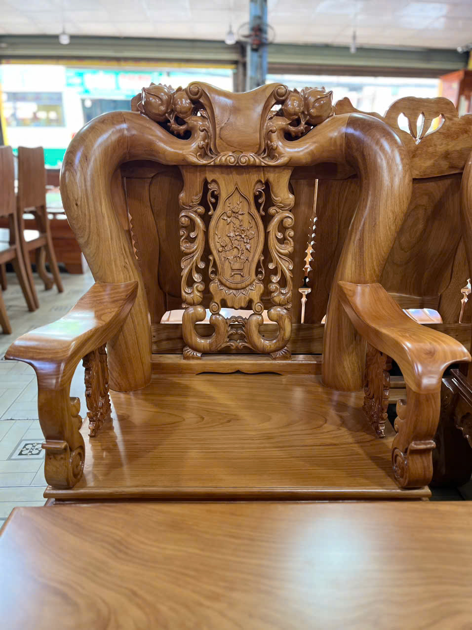 BỘ SALON GỖ GÕ ĐỎ(COMBO 6 MÓN), TAY 12